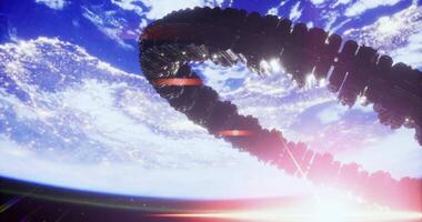 CGI Orbiting space station highlights advanced tech and futuristic design video