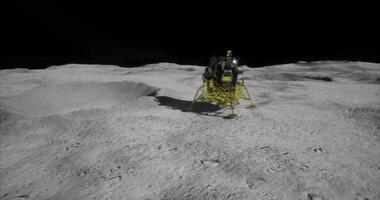 CGI Exploration of the lunar surface with a lander on the moons terrain video