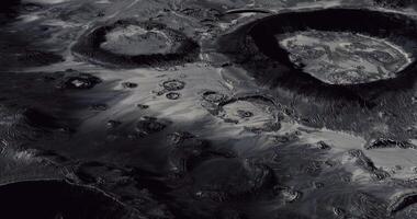 CGI Detailed view of lunar craters and surface features under low light video