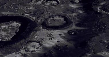 CGI Detailed view of lunar surface highlighting craters and geological features video