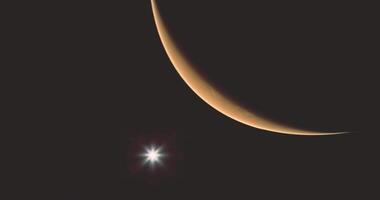 CGI Celestial view of Mars with crescent shape against the starry background video