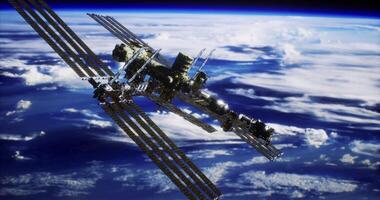 CGI International Space Station orbits Earth against a stunning backdrop video