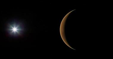 CGI Exploration of Mars capturing celestial beauty with its crescent shape video