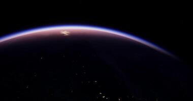 CGI View of Earth from space with sun rising on the horizon video