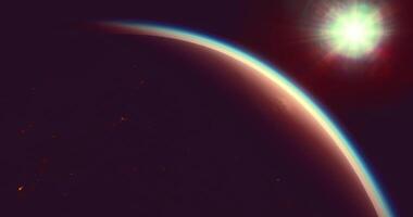 CGI View of a distant planet illuminated by a bright star in space video