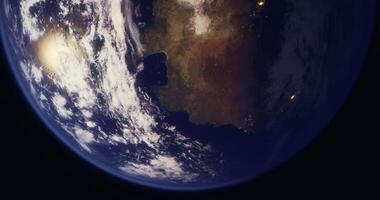 CGI View of Earth from space capturing the Texas coastline and cloud formations video