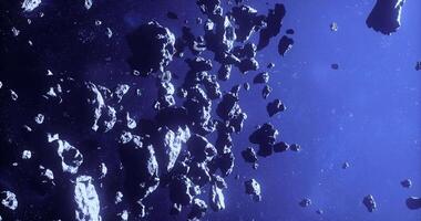 CGI Swarm of asteroids drifting through the depths of space during cosmic event video
