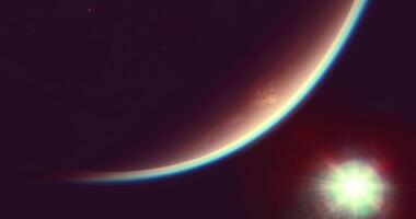CGI Celestial view of a distant planet with vibrant atmospheric colors video