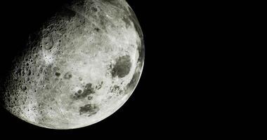 CGI Night sky reveals a detailed view of the moons surface and craters video
