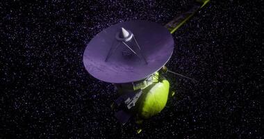 CGI Cassini spacecraft exploring the depths of space and observing celestial bodies video
