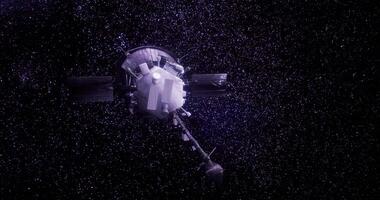CGI Parker Solar Probe exploring the depths of the solar system in dark space video