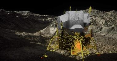 CGI Exploring the lunar surface with a futuristic lander under the moonlight video