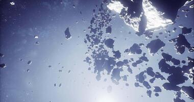 CGI Galaxys celestial dance with asteroids in deep space video