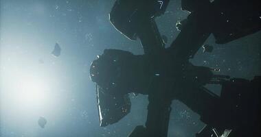 CGI Exploration of a distant space station amidst glowing cosmic elements video