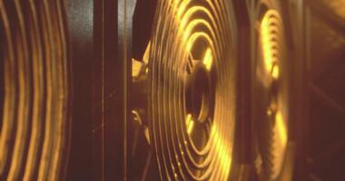 CGI Close up view of illuminated speaker grills in a vibrant music setting video
