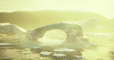 CGI Ice formations create stunning arch in a serene Arctic landscape at sunrise video