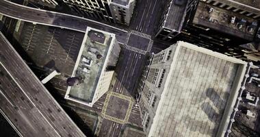 CGI Urban thoroughfare showcases intricate aerial view of city infrastructure video