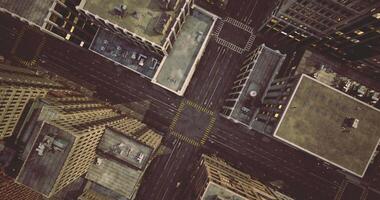 CGI City skyline view from above showcasing a busy urban intersection video