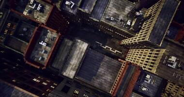 CGI Rooftops and alleys of a bustling urban environment captured from above video