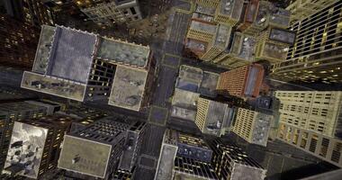 CGI Aerial view showcasing modern city buildings and urban layout at dusk video
