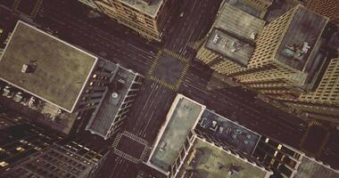 CGI Aerial view of bustling street intersections at twilight video