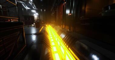 CGI Futuristic corridor with glowing lights in a high tech facility video