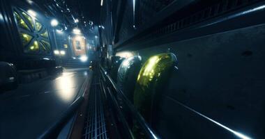 CGI Sci fi corridor with glowing objects in a futuristic setting video
