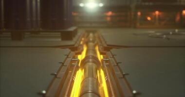 CGI Exploration of a futuristic industrial setup with flowing molten metal video
