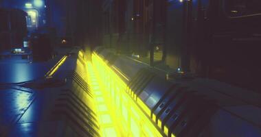 CGI Bright yellow glow from an industrial setting with complex machinery video