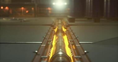 CGI Industrial process captures flowing molten material in a factory setting video