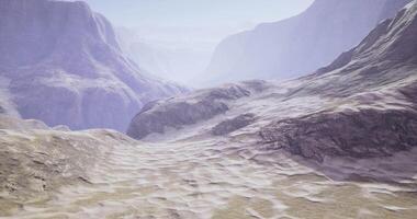 CGI Detailed landscape view of rocky terrain with distant mountains during daylight video