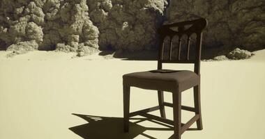 CGI Chair positioned in a desolate environment with textured background at midday video