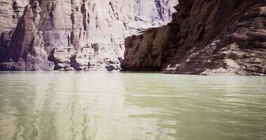 CGI Beautiful river flowing through majestic canyons under bright sunlight video