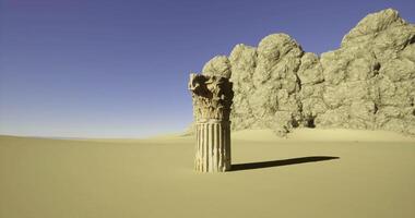 CGI Column remains isolated in desert landscape with rocky formations in background video