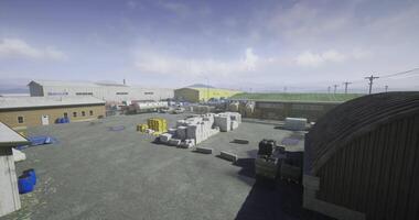 CGI Industrial area with storage materials and varied structures during daytime video
