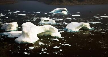 CGI Icebergs floating in a remote Arctic landscape during summer season video
