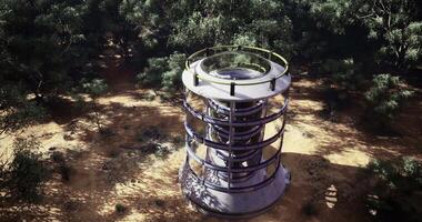 CGI Innovative structure in forest showcases modern design and natural surroundings video