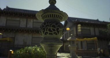 CGI Traditional Japanese architecture with lanterns in a serene courtyard video
