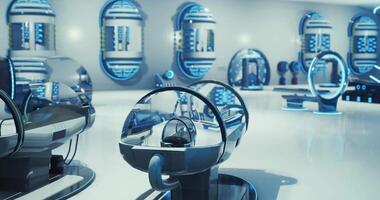 CGI Advanced futuristic laboratory with high tech equipment and glowing features video