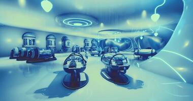 CGI Futuristic healthcare center with sleek medical pods video