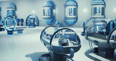 CGI High tech laboratory featuring advanced medical equipment and futuristic design video
