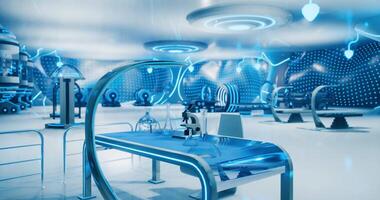 CGI Modern laboratory with advanced technology and futuristic design elements video