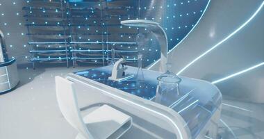 CGI Modern laboratory workspace with advanced equipment and futuristic design video
