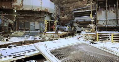 CGI Abandoned industrial site with rusted machinery and debris during daylight video