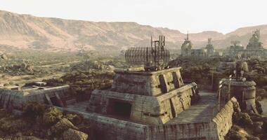 CGI Abandoned industrial site in a desert landscape under bright sunlight video