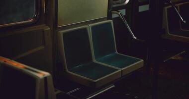 CGI Abandoned bus seats at night in a quiet urban environment video