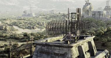 CGI Abandoned communication outpost in a post apocalyptic landscape video