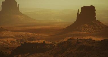 CGI Desert landscape with mesas under golden light at dusk video
