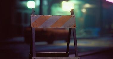 CGI Traffic barrier obstructing a street corner in urban night setting video