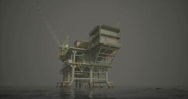 CGI Oil rig operating in deep waters during overcast conditions video